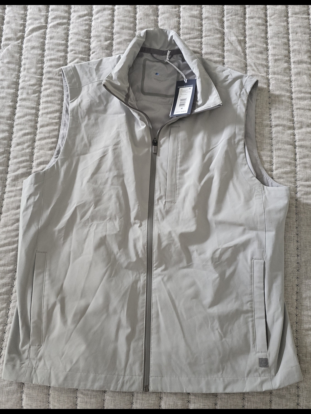 Vineyard Vines Men's Light Gray Zip-Front Vest- MEDIUM